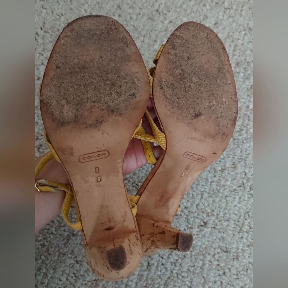 COACH Ginger Grosgrain Strappy Cork Heel Sandals Size 8B - Picture 11 of 11